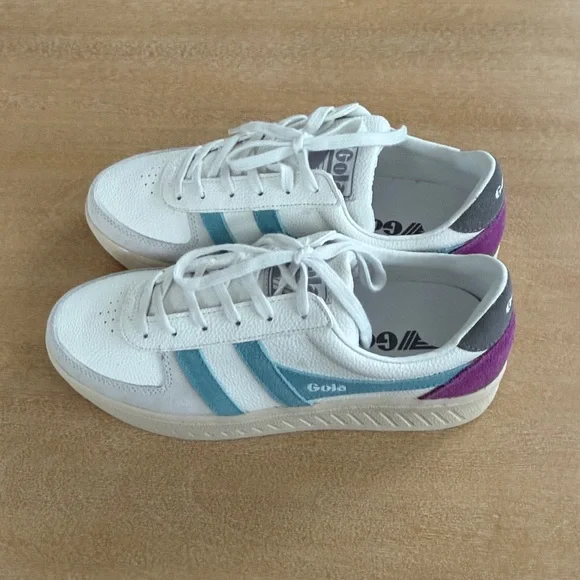 Gola GrandSlam Trident Sneakers. White Ocean/Ash - Picture 12 of 13